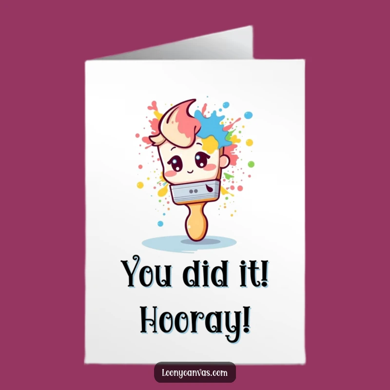Free Printable Shy Paintbrush Congrats Card - Funny Downloadable Art for Big Achievements!