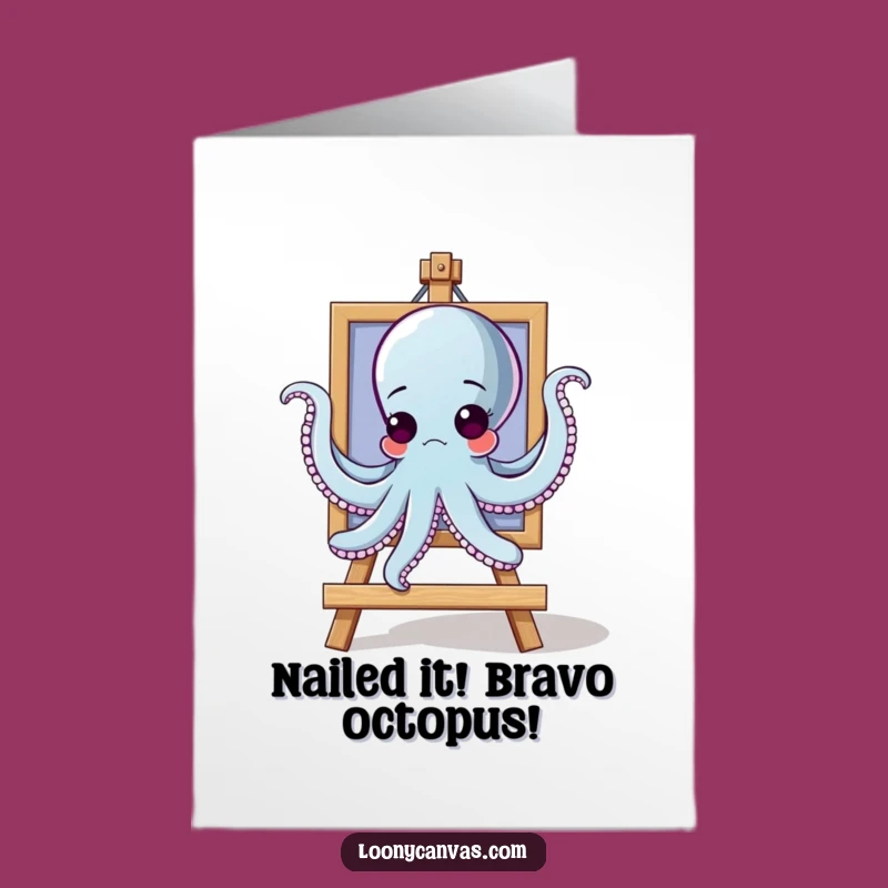 Free Printable Congrats Card: Octopus Hanging Painting Funny Octopus Downloadable Gift