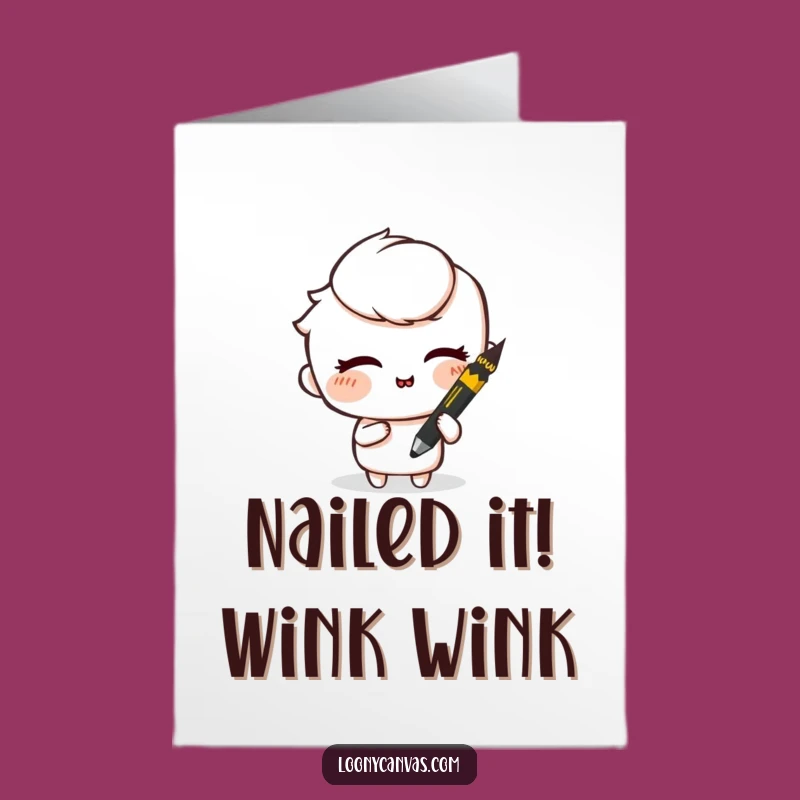 Free Printable Mischievous Charcoal Congrats Card - Funny Downloadable Art for Playful Wins!