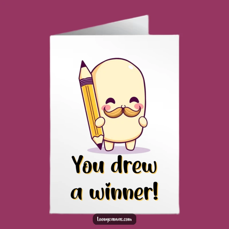 Free Printable Congrats Card: Mischievous Kawaii Pencil Drawing Fun, Downloadable Gift