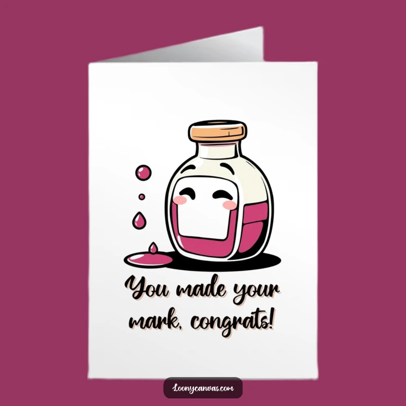 Free Printable Congrats Card: Ink Bottle Cheers Success, Downloadable Gift