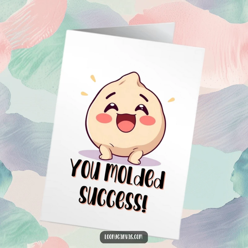 Funny Free Printable Congrats Card: An excited clay ball joyfully squishing into a funny, celebratory shape.