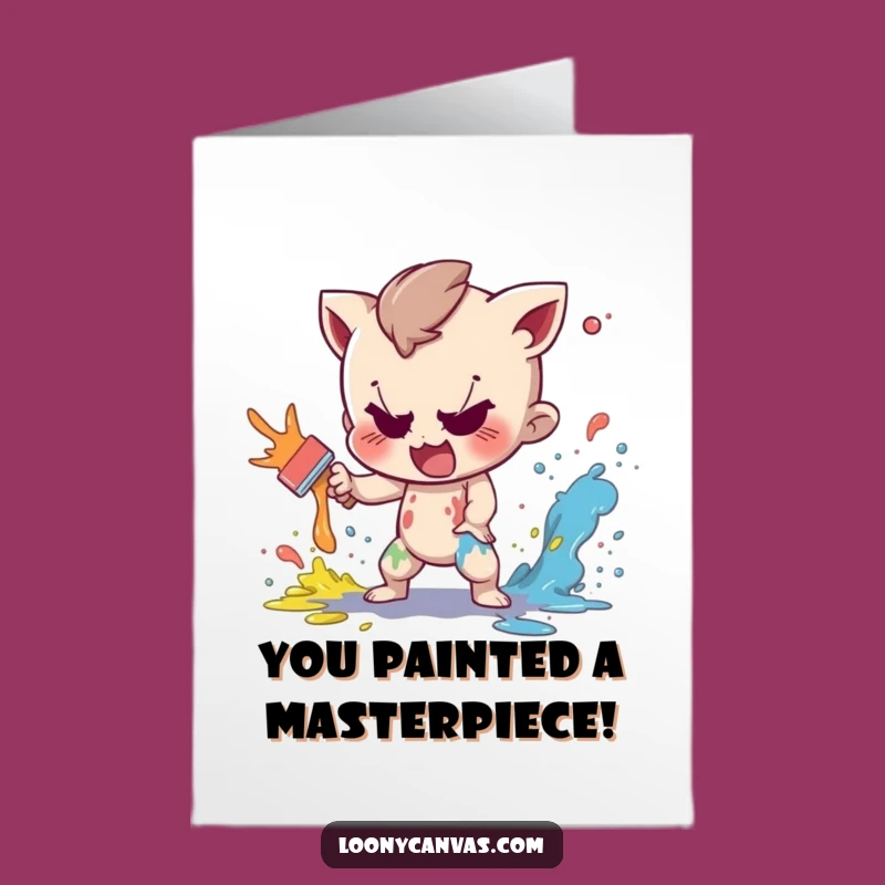 Free Printable Congrats Card: Playful Paint Splatter Funny Downloadable Gift for Bold Achievements