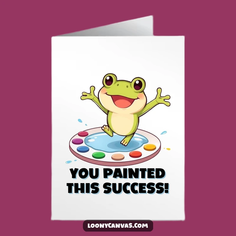 Free Printable Congratulations Card: Frog Artist Cheers - Funny Downloadable Art Gift