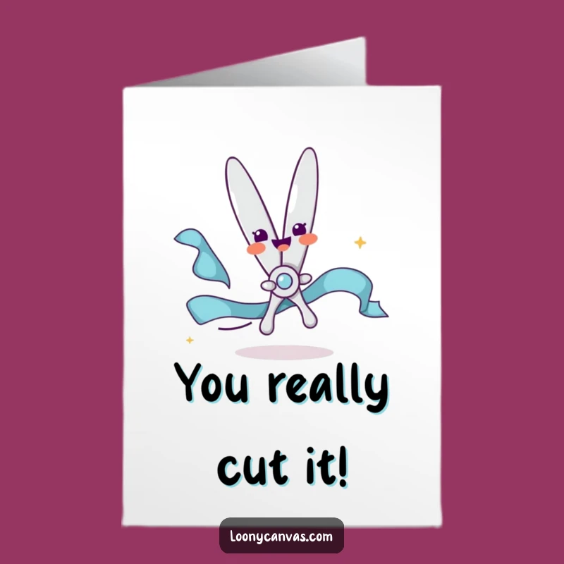 Free Printable Congrats Card: Funny Scissors Ribbon, Cheerful Downloadable Gift