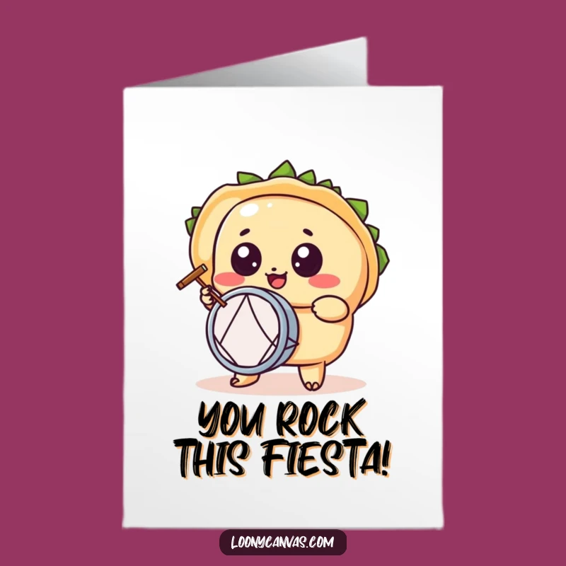 Free Printable Congrats Card: Kawaii Taco Drumming Funny Downloadable Greeting
