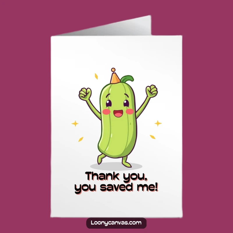 Free Printable Pickle Thank You Card: Triumphant Victory Dance Humorous Downloadable