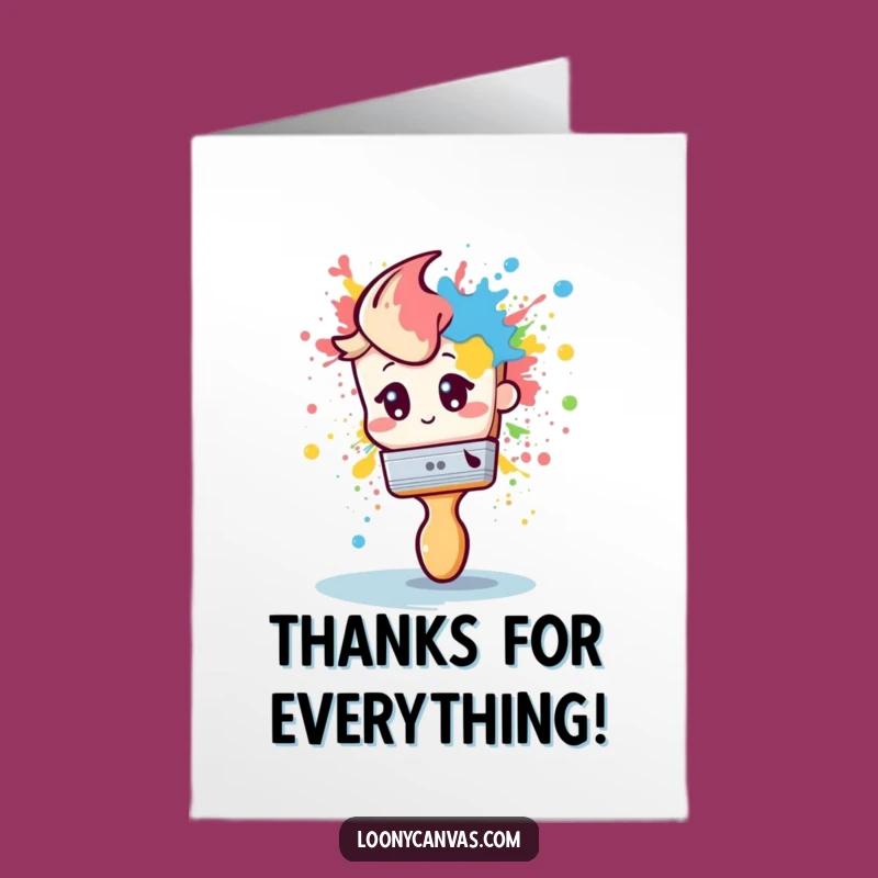 Free Printable Shy Paintbrush Thank You Card - Funny Downloadable Art for Grateful Artists!