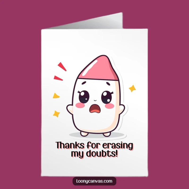 Free Printable Surprised Eraser Thank You Card - Funny Downloadable Gift for Expressing Gratitude