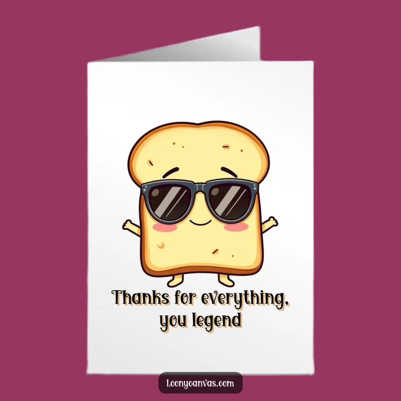 Free Printable Thank You Card: Giggling Toast Character Sunglasses Humorous Downloadable