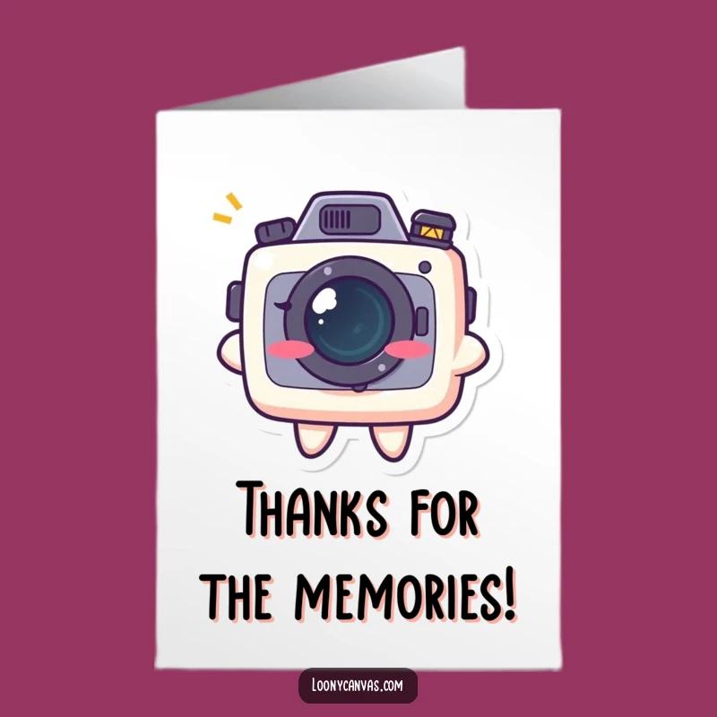 Free Printable Thank You Card: Kawaii Camera's Cheeky Grin, Funny Downloadable Gift