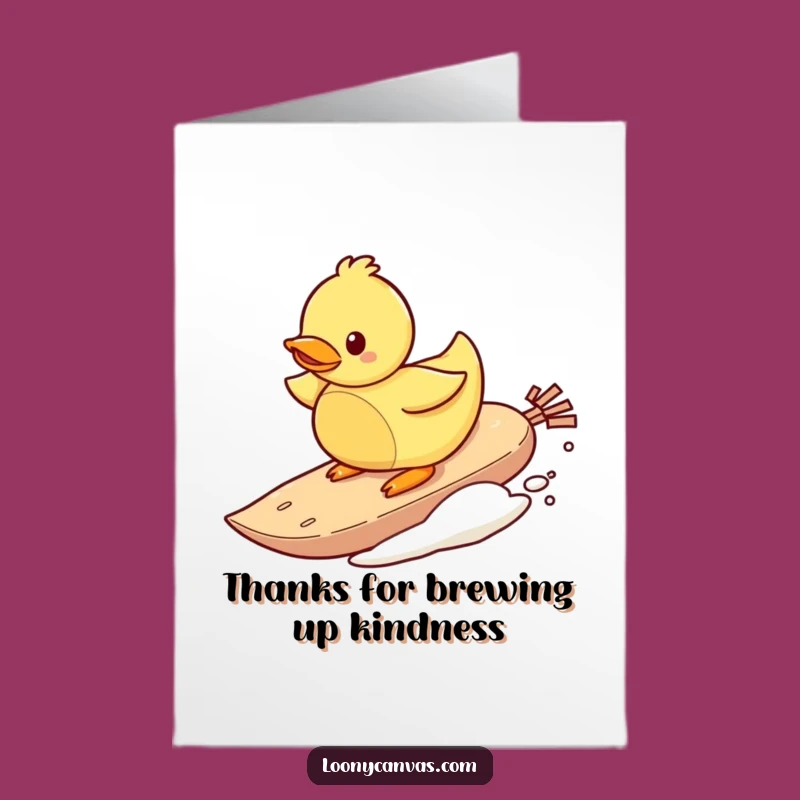 Free Printable Thank You Card: Surfing Duck Teabag Whimsical Downloadable Gift