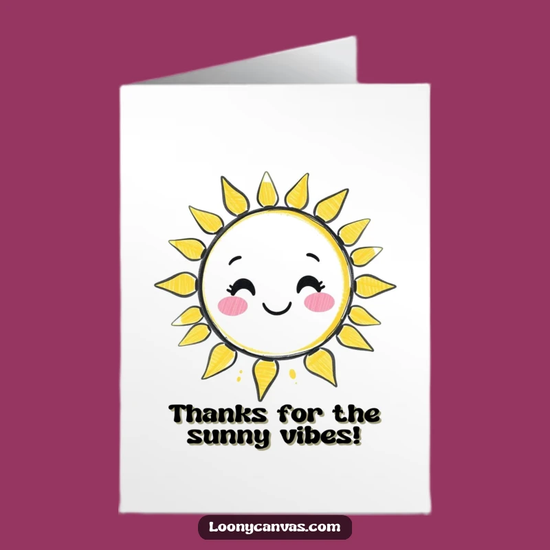 Free Printable Thank You Card: Wobbly Sun by Kawaii Chalk, Cheerful Funny Gift