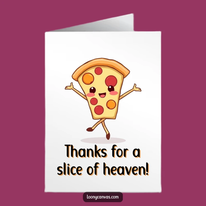 Free Printable Thank You Card: Kawaii Pizza Pirouette Funny Downloadable Greeting