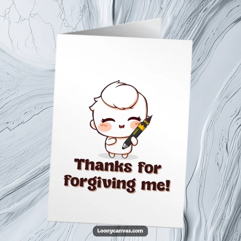 Funny Free Printable Thank You Card: A mischievous charcoal stick winking and smudging a drawing to convey thanks.