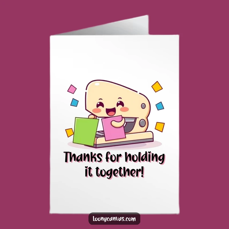 Free Printable Stapler Thank You Card: Colorful Bond Gratitude Downloadable Gift