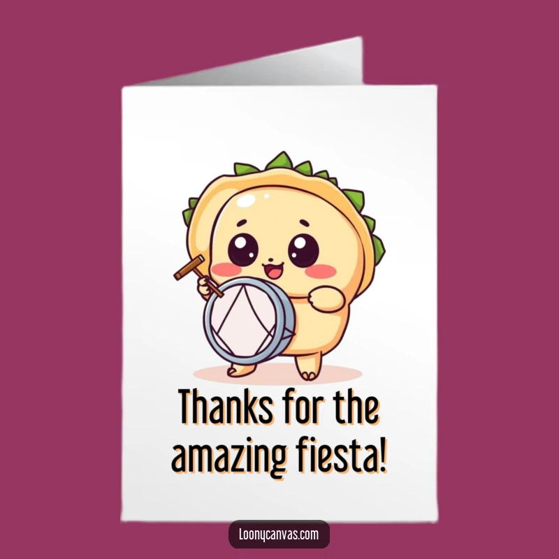 Free Printable Thank You Card: Kawaii Taco Drummer Funny Downloadable Greeting