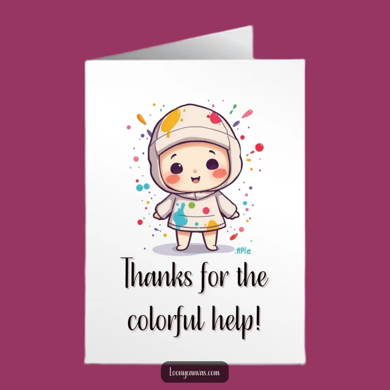 Free Printable Thank You Card: Splattered Kawaii Canvas, Artistic Funny Gift