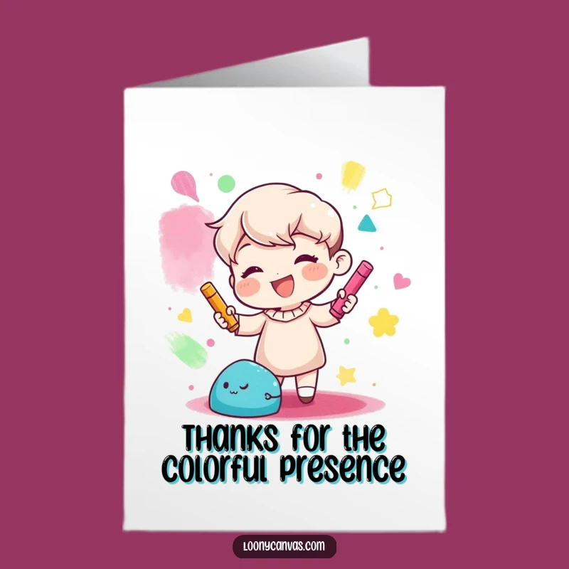 Free Printable Thank You Card: Gleeful Chalk Artist Abstract Shapes Funny Gift