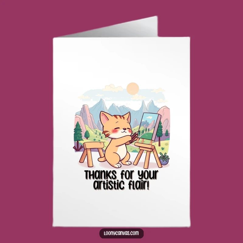 Funny Cat Thank You Card Free Printable: Artistic Thanks Downloadable Gift
