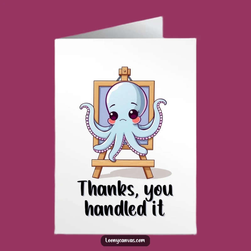 Free Printable Thank You Card: Octopus Hanging Painting Funny Octopus Downloadable Gift