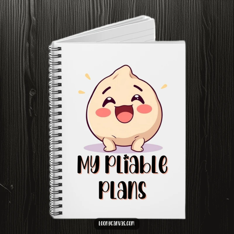 Funny notebook with an excited clay ball squishing into a funny shape, perfect for jotting down playful ideas humorously.