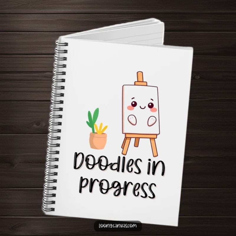 Funny kawaii easel notebook, leaning precariously with a smile, humorous and practical stationery, an excellent funny gift.