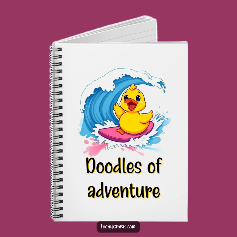 Funny Kawaii Surfing Ducky Notebook - Paint Wave Journal, Perfect Humorous Gift