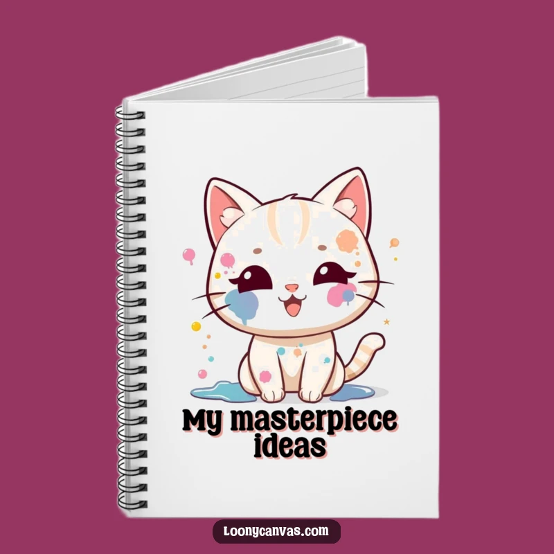 Funny Kawaii Cat Notebook: Sketch Ideas With Paint Splatters
