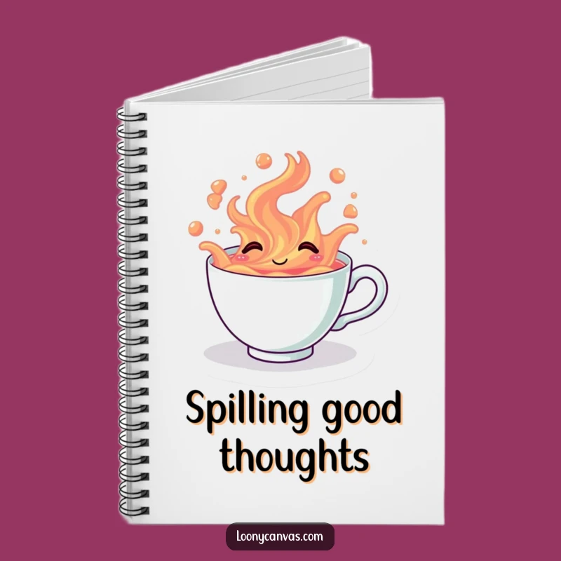 Funny Kawaii Giggling Teacup Notebook - Tea Overflow Journal, Perfect Humorous Gift