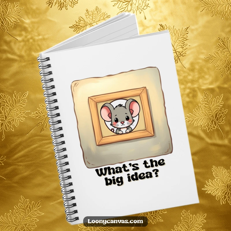 Funny mouse character peeking through a keyhole in a painting, this notebook is a funny gift for capturing thoughts.