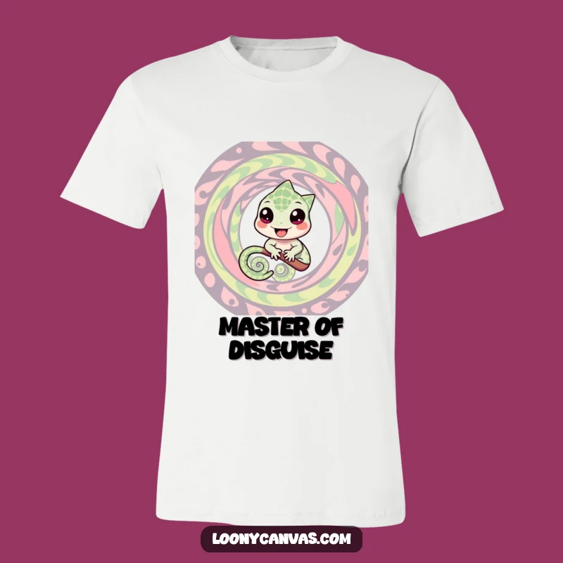 Funny Chameleon T-Shirt: Swirling Pattern Blend, Hilarious Graphic Tee Gift for Fun Seekers