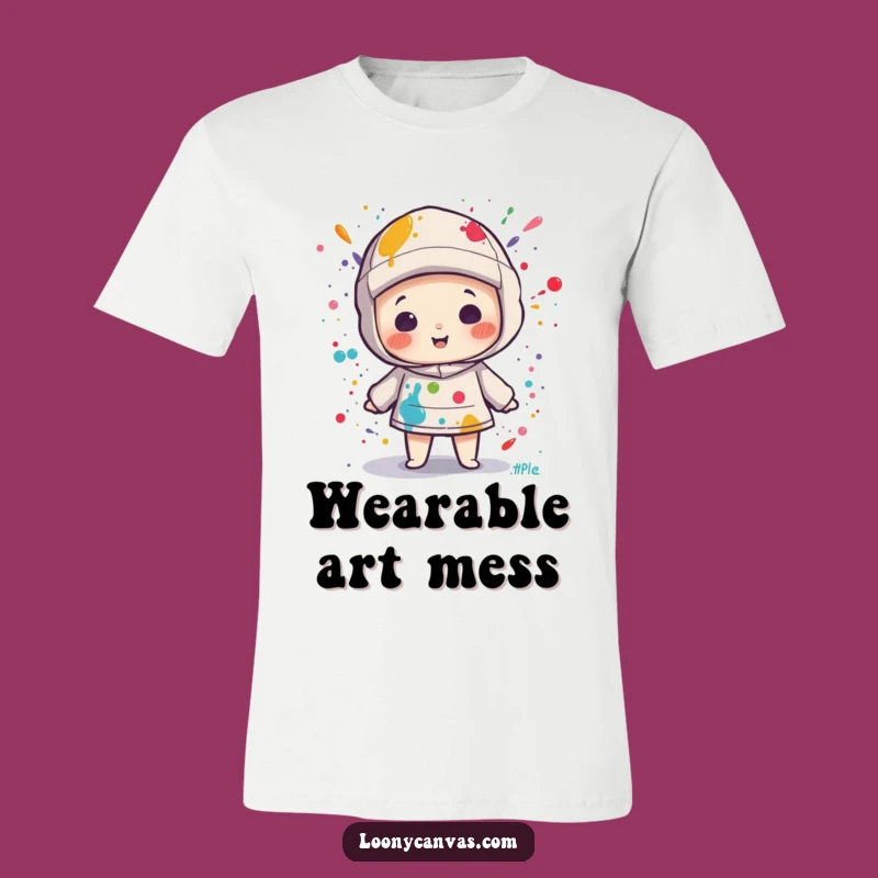 Funny Kawaii Canvas Paint Splatter T-Shirt: Art Messy Fun Graphic Tee