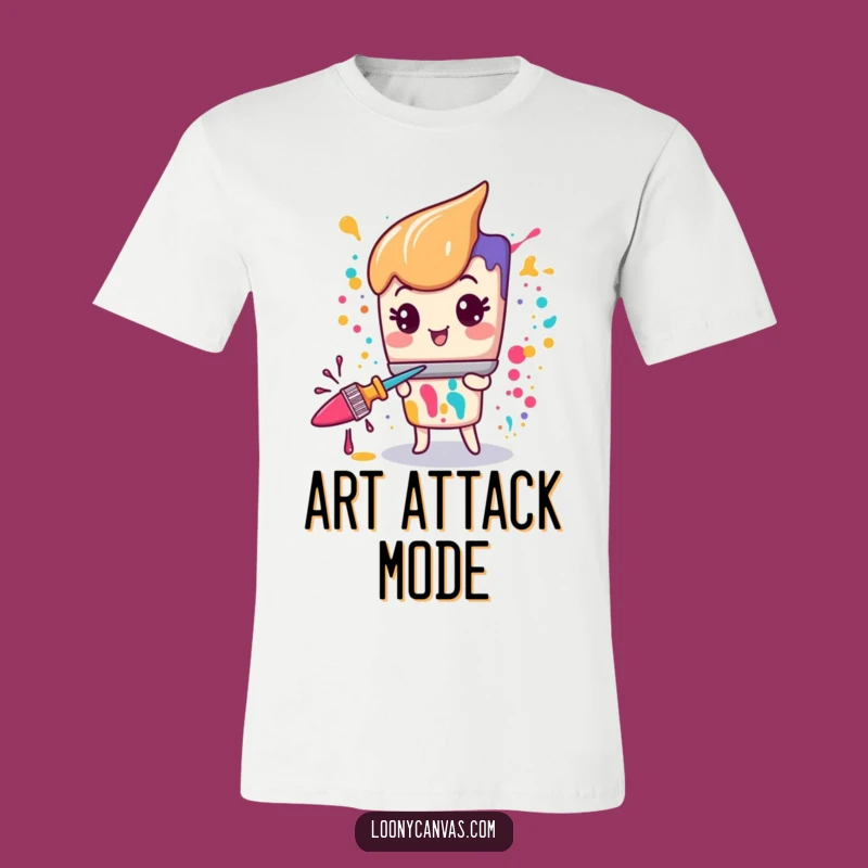 Funny Kawaii Paintbrush T-Shirt: Manic Glee Splatter Art Apparel Gift