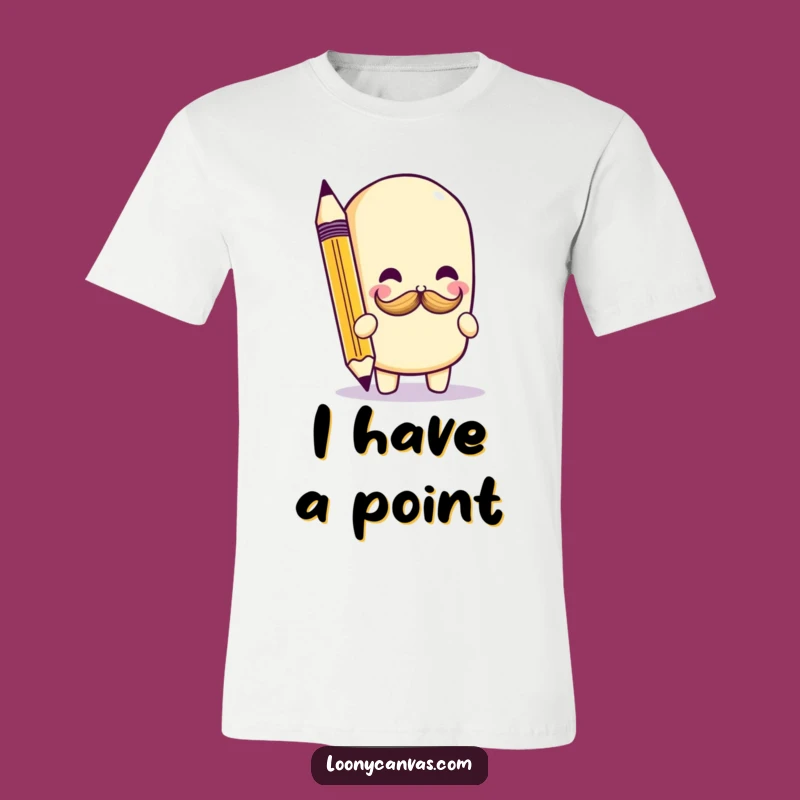 Funny Kawaii Pencil Mustache T-Shirt: Playful Doodle Graphic Tee for Art Lovers