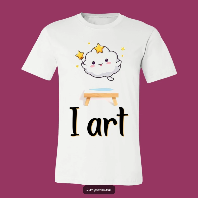 Funny Kawaii Starry Cloud Jumping Canvas Tee, Joyful Artistic Outfit Gift