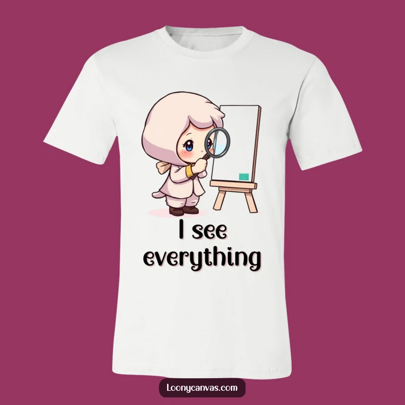 Funny Art Explorer T-Shirt: Curious Character Magnifying Glass Tee, Funny Gift