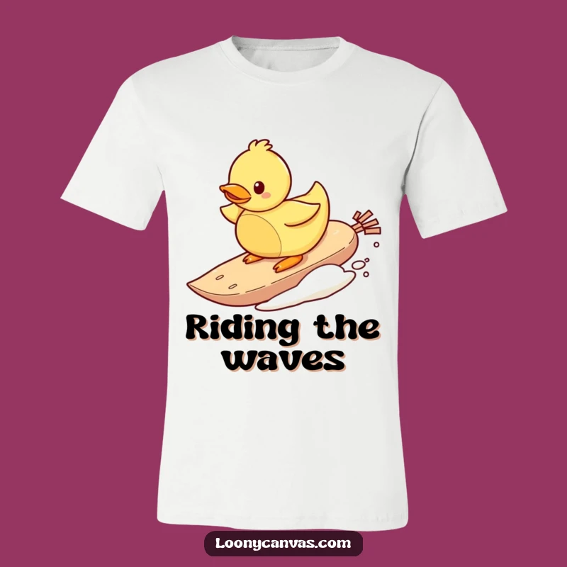 Funny Surfing Duck Teabag T-Shirt - Catch the Humor Wave!