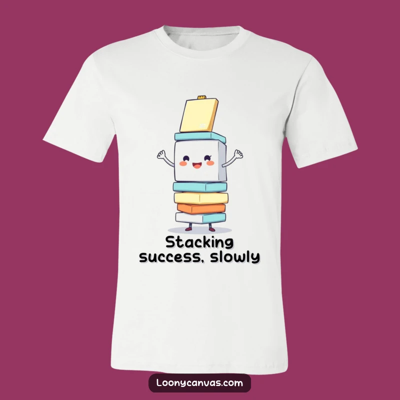 Funny Cube Balancing Canvases T-Shirt - Cheerful Artist Tee
