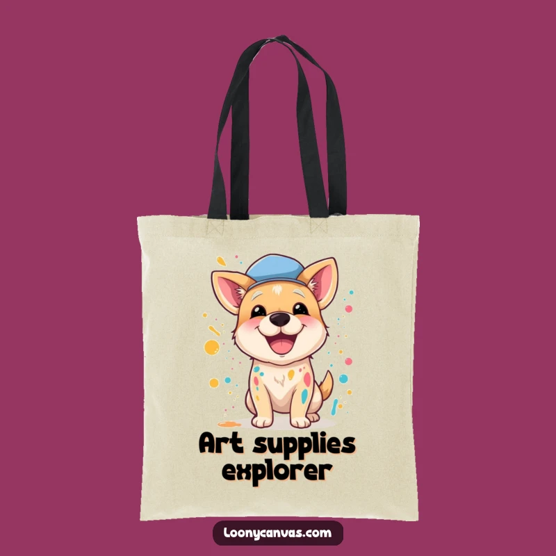 Funny Dog Artist Tote Bag: Carry Your Supplies with a Splatter-Happy Pup