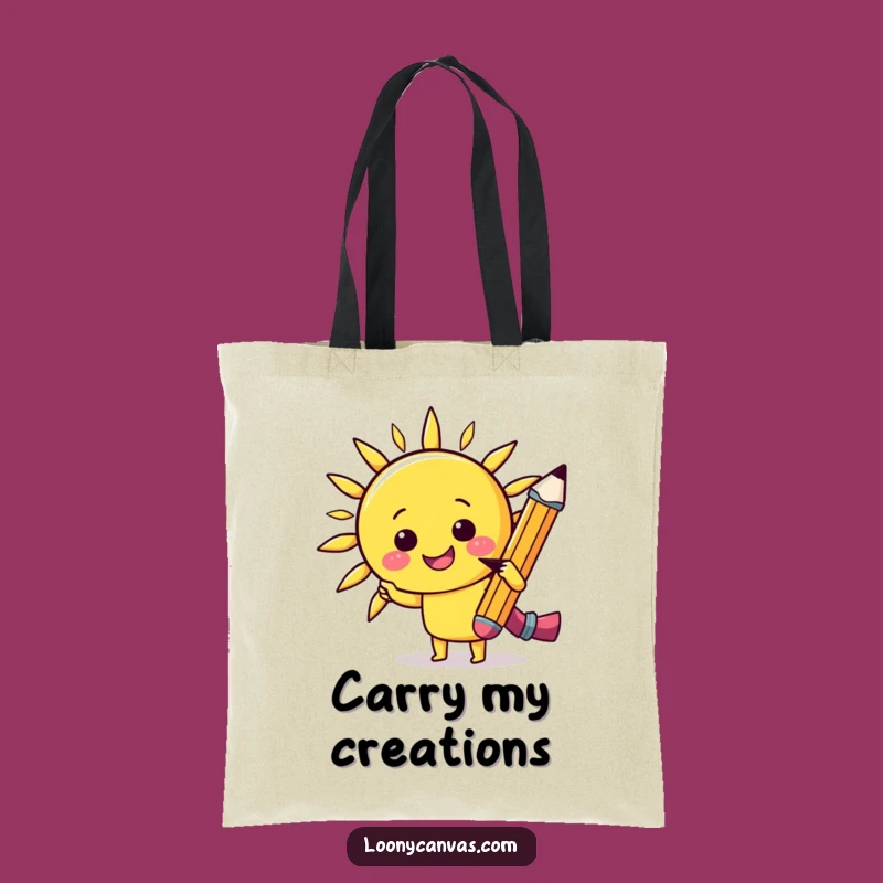 Funny Kawaii Pencil Sun Tote Bag - Cheerful Sketch Art, Ideal Humorous Gift