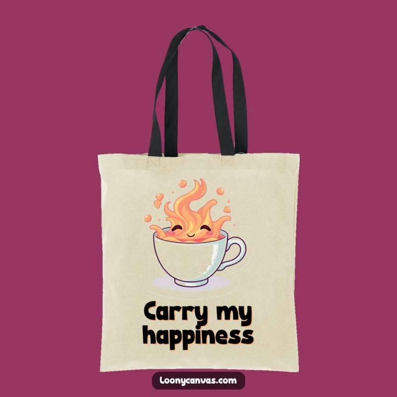 Funny Kawaii Giggling Teacup Tote Bag - Overflowing Tea Style, Ideal Humorous Gift