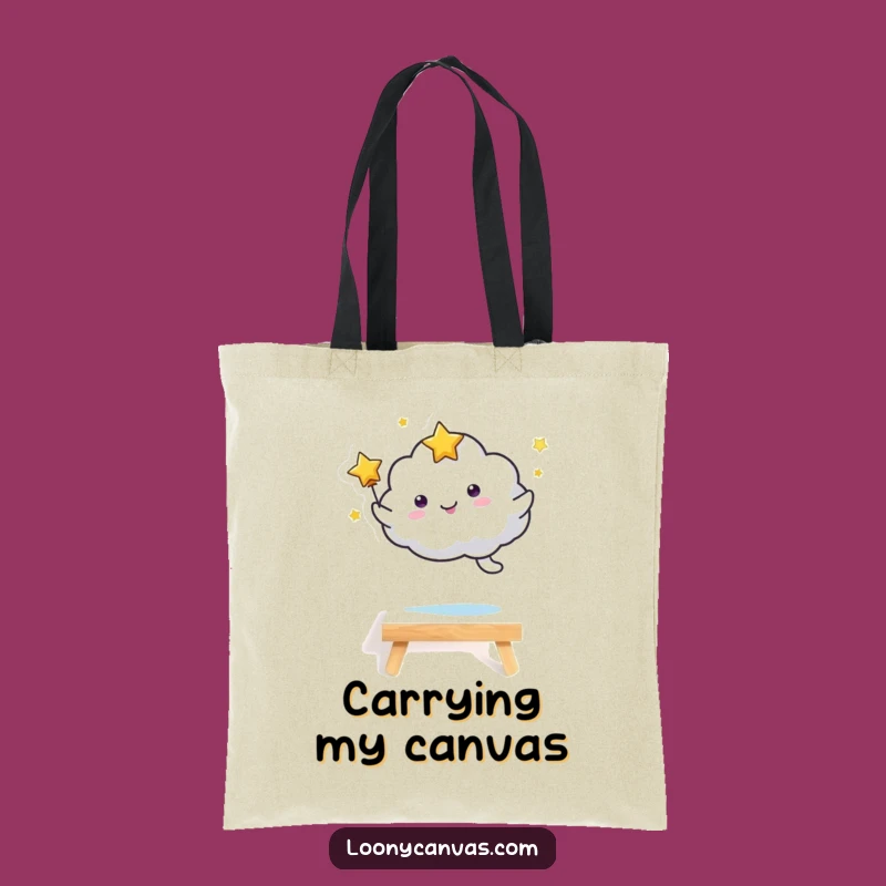 Funny Kawaii Starry Cloud Tote Bag, Joyful Art Supplies Carrier Gift