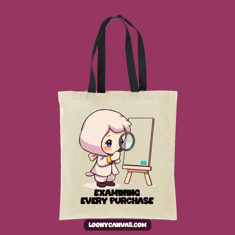 Funny Art Tote: Curious Character Magnifier Bag, Perfect Detective Funny Gift
