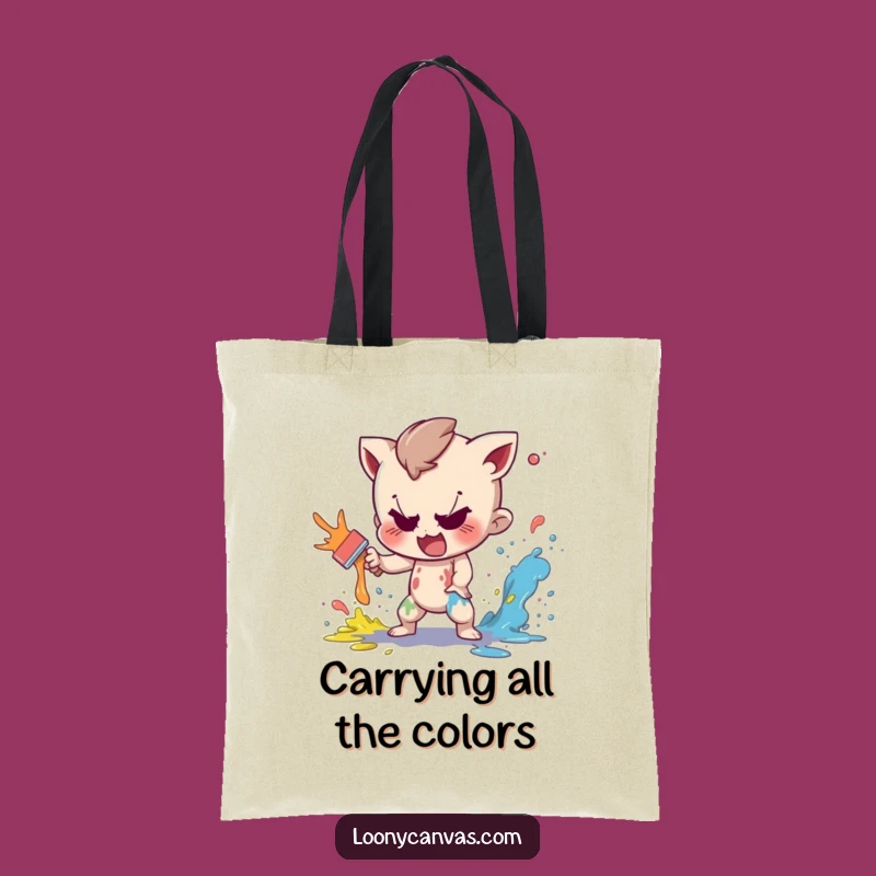 Funny Art Supply Tote: Mischievous Painter Character Splatter Bag Gift