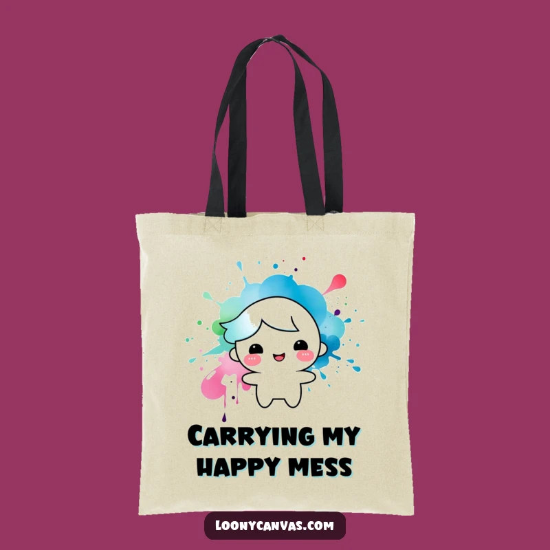 Funny Ink Splatter Character Tote Bag: Hilarious Art Supply Carrier