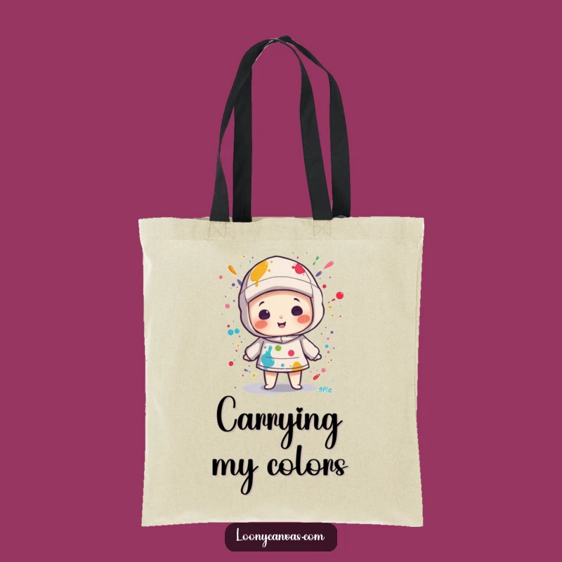 Funny Kawaii Canvas Paint Splatter Tote Bag: Art Messenger for Creatives