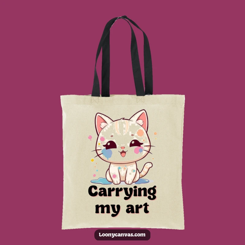 Funny Kawaii Cat Tote Bag: Carry Your Art Supplies In Style