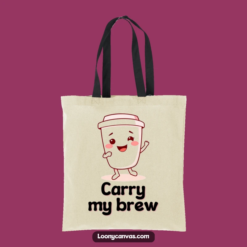 Funny Kawaii Coffee Cup Tote Bag, Dancing Jig Carry-All Gift