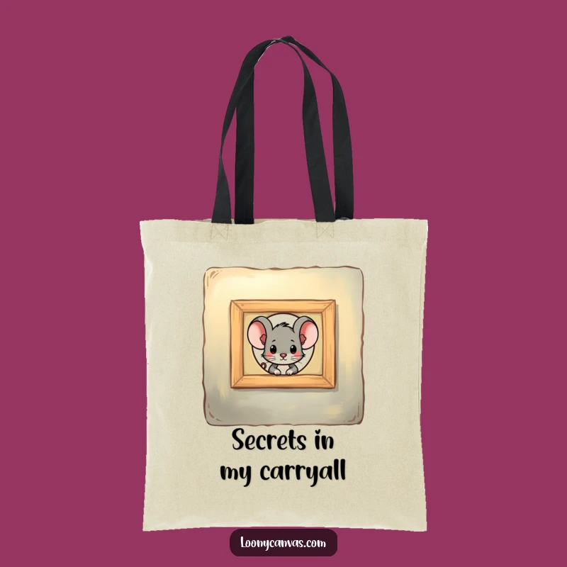 Funny Mouse Peeking Art Tote Bag - Stylish & Secretive Funny Gift for Shoppers